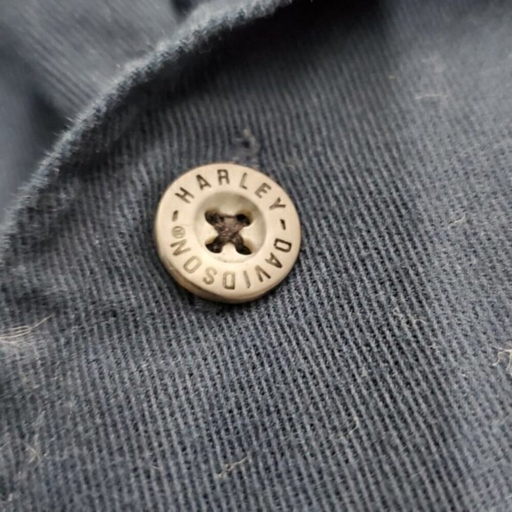 Harley‎ Davidson Navy Blue Heavy Duty Utility Button Up Medium - Picture 4 of 6